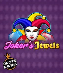 Enjoy the colorful world of Joker's Jewels slot by Pragmatic Play, showcasing a captivating joker's mask adorned with a multicolored jester hat. This image evokes the fun and excitement of classic slots, set against a deep purple background. Perfect for those who love classic slot games, delivering a thrilling adventure. 