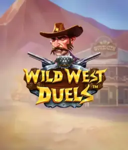  Immerse yourself in the wild world of "Wild West Duels" by Pragmatic Play, featuring a gritty gunslinger ready for a showdown. The image displays a resolute cowboy with crossed pistols, framed by a dusty Western town. His intense eyes and authentic attire capture the essence of the Old West. The game's title is boldly presented in a rustic font, enhancing the adventurous theme. 